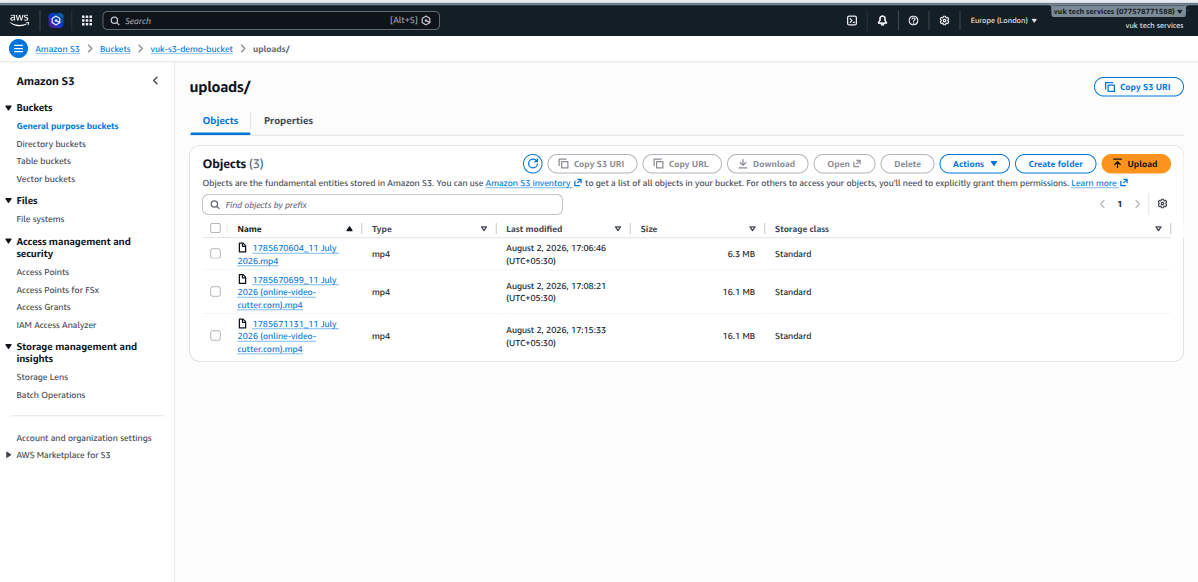 Laravel AWS S3 Multipart Upload project screenshot