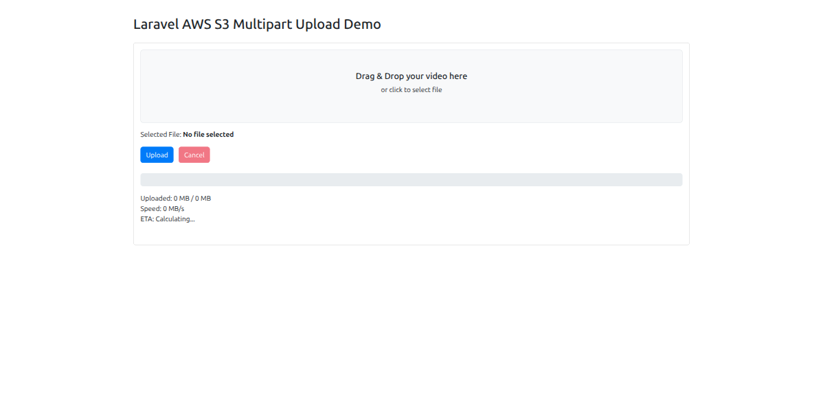 Laravel AWS S3 Multipart Upload project screenshot