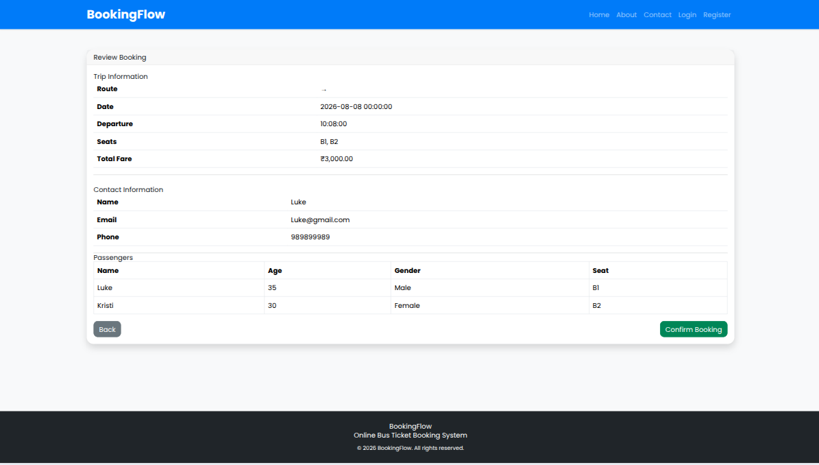 Booking Confirmation